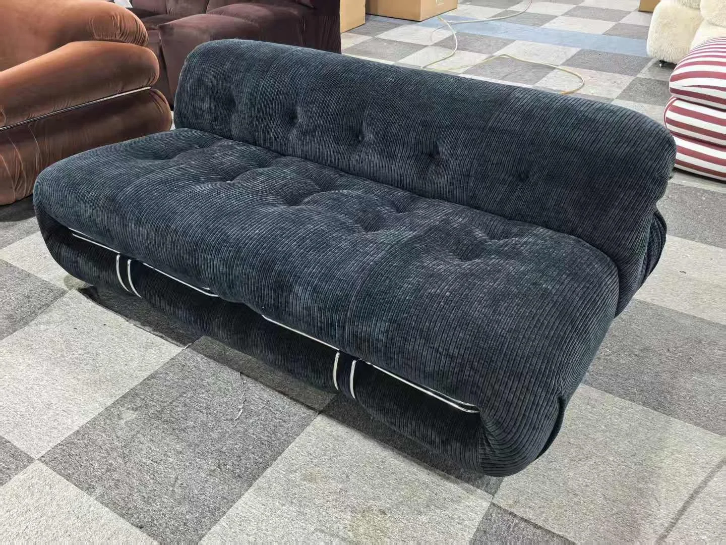 Soriana Sofa replica dark blue corduroy