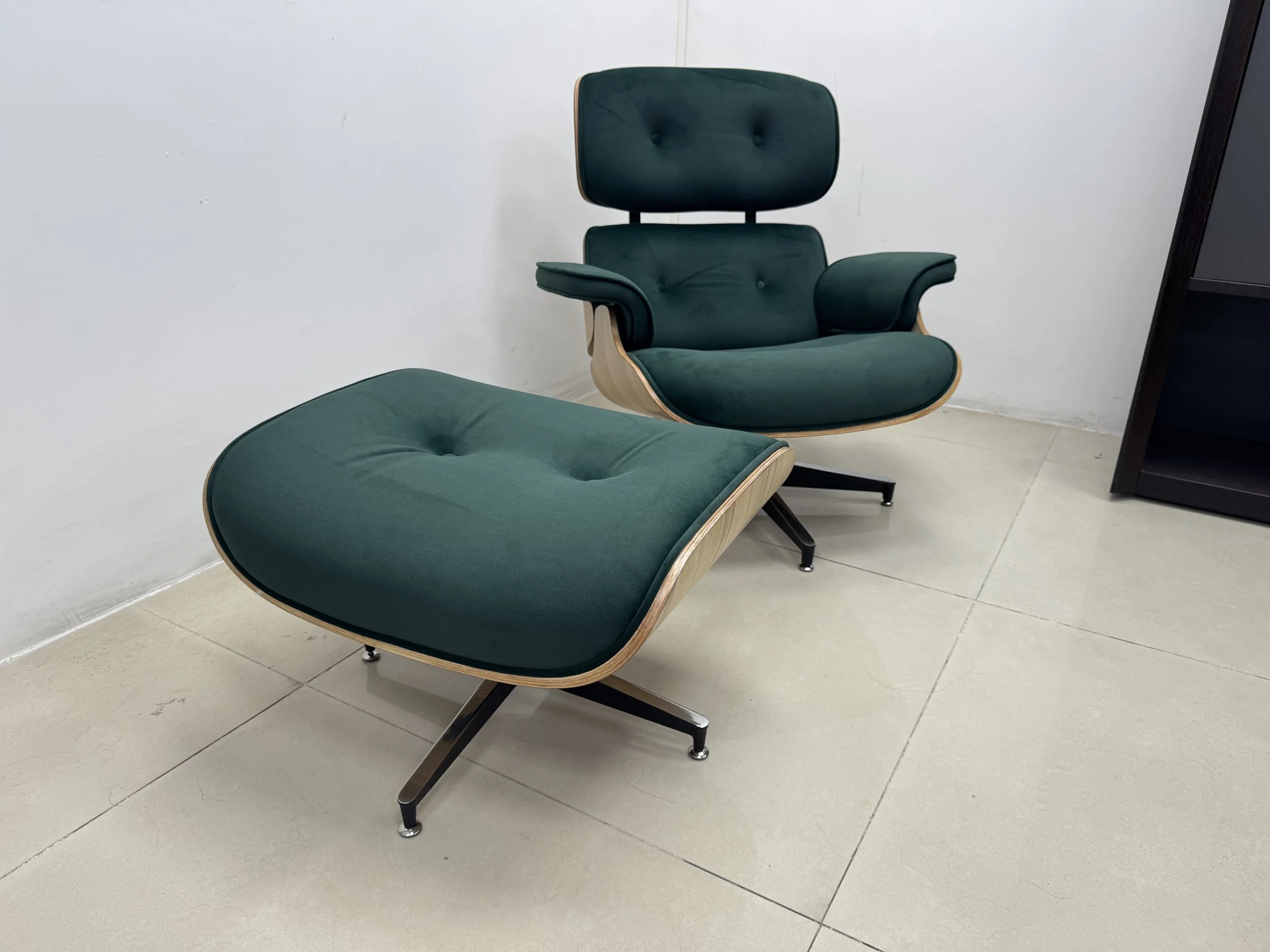 Eames lounge chair green velvet dupe