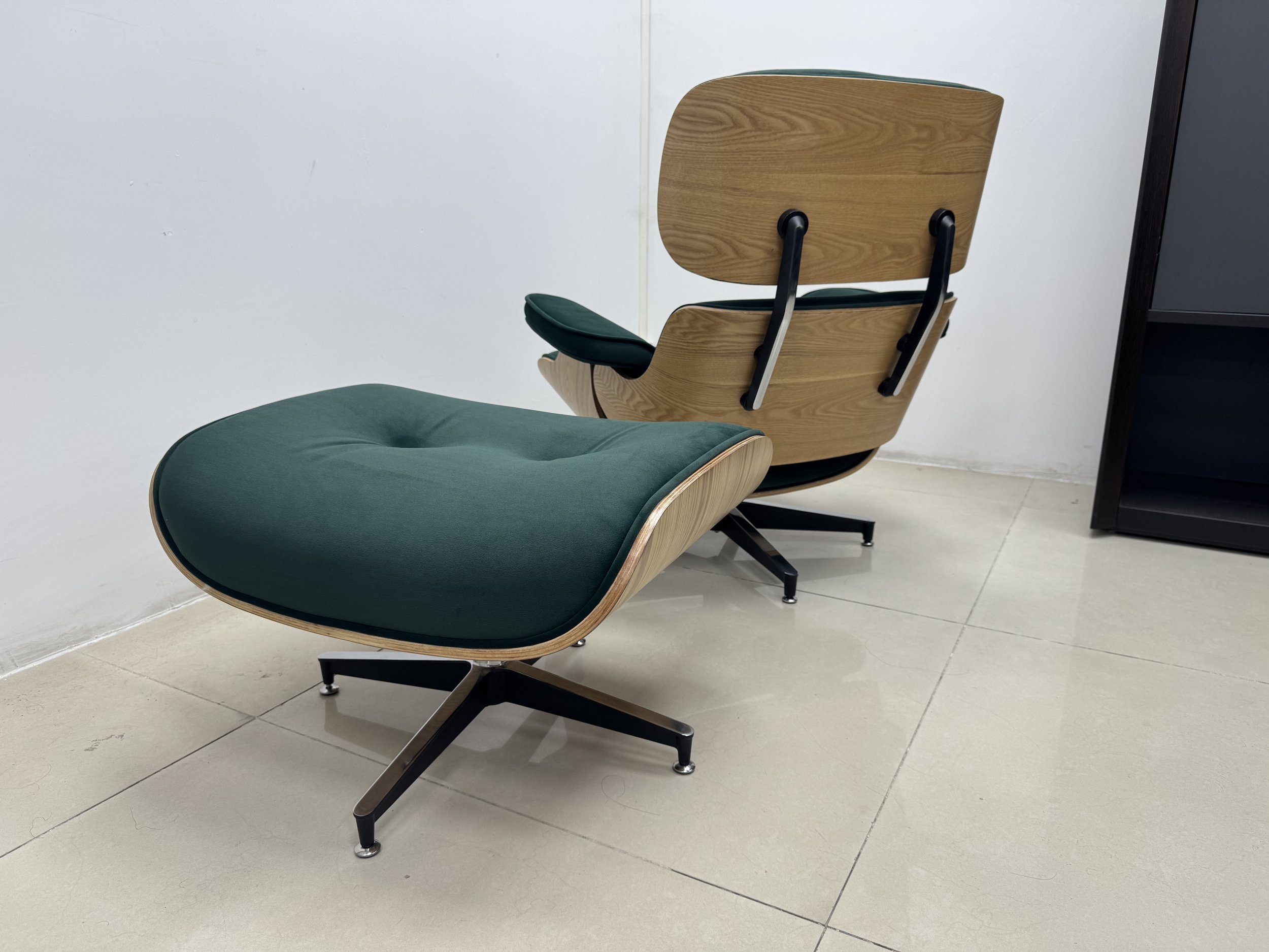 Eames lounge chair green velvet dupe
