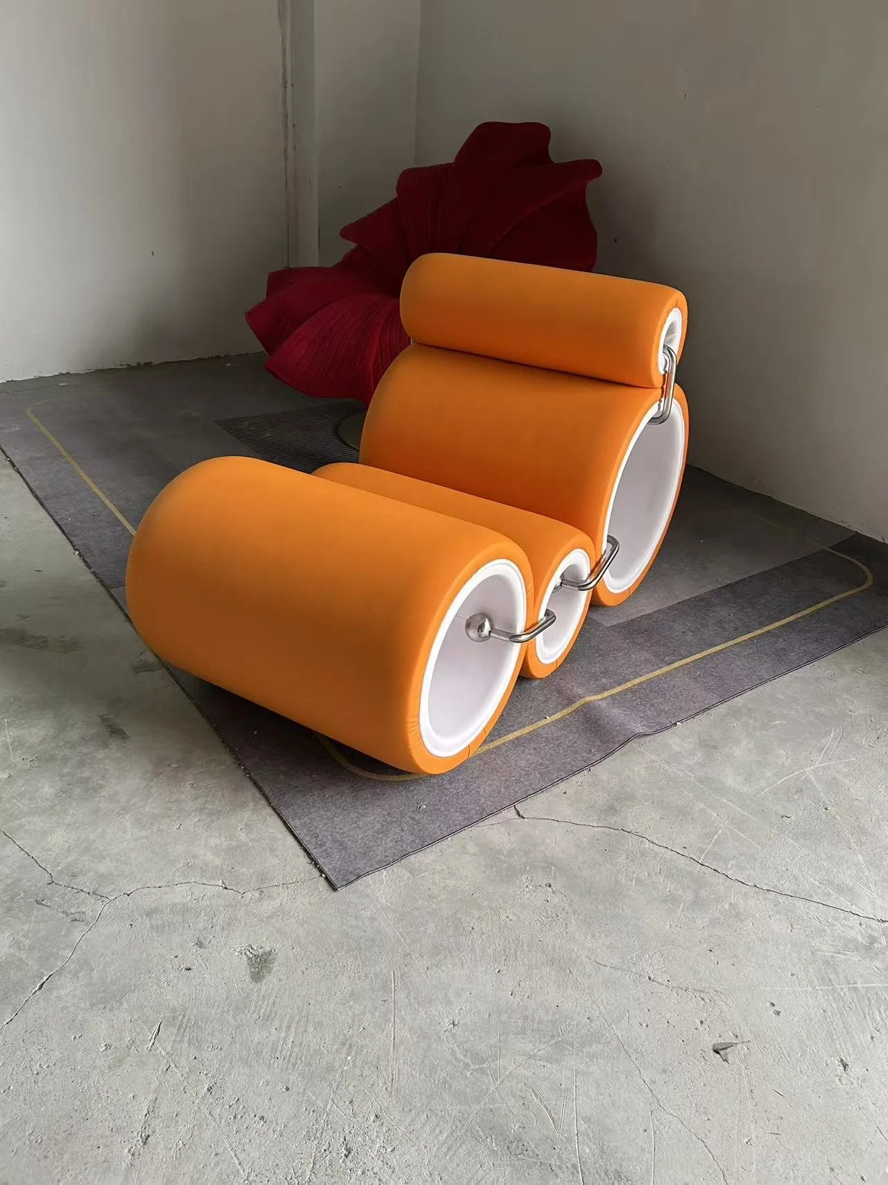 Tube chair Colombo replica orange leather