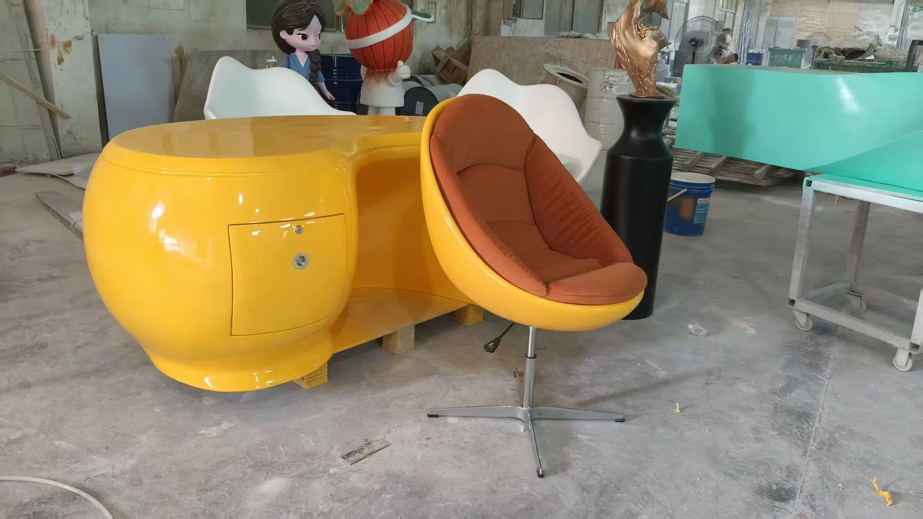 Boomerang Desk yellow chair Calka replica dupe