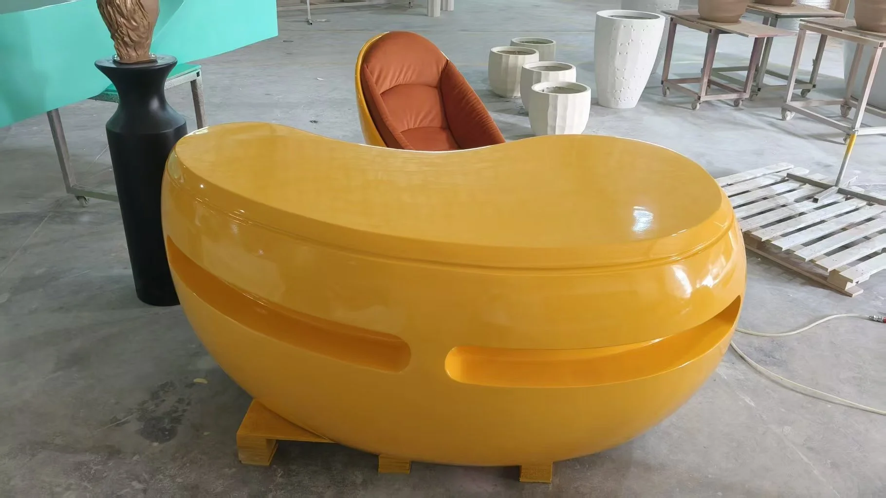 Boomerang Desk yellow chair Calka replica dupe