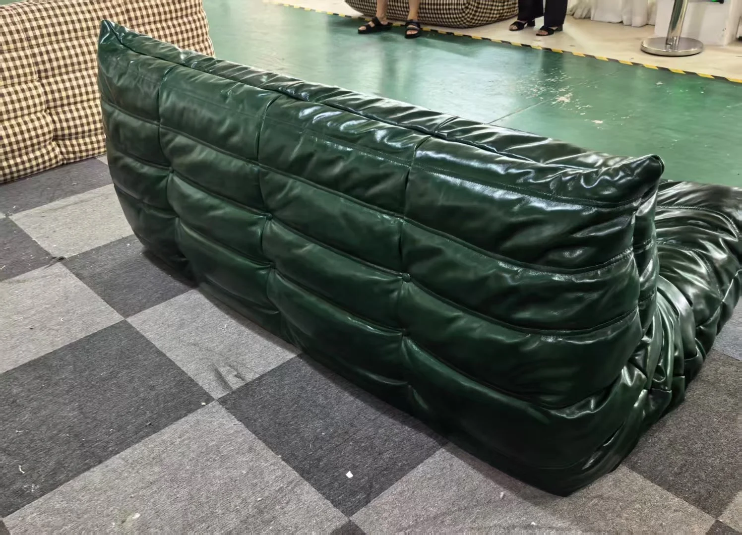 Togo Sofa green leather vintage dupe