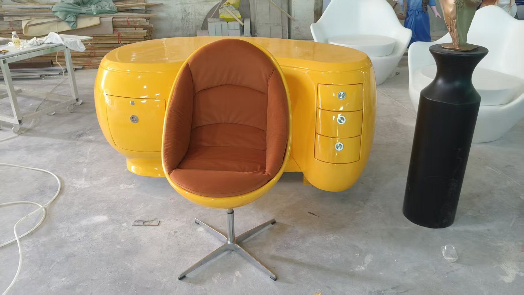 Boomerang Desk yellow chair Calka replica dupe