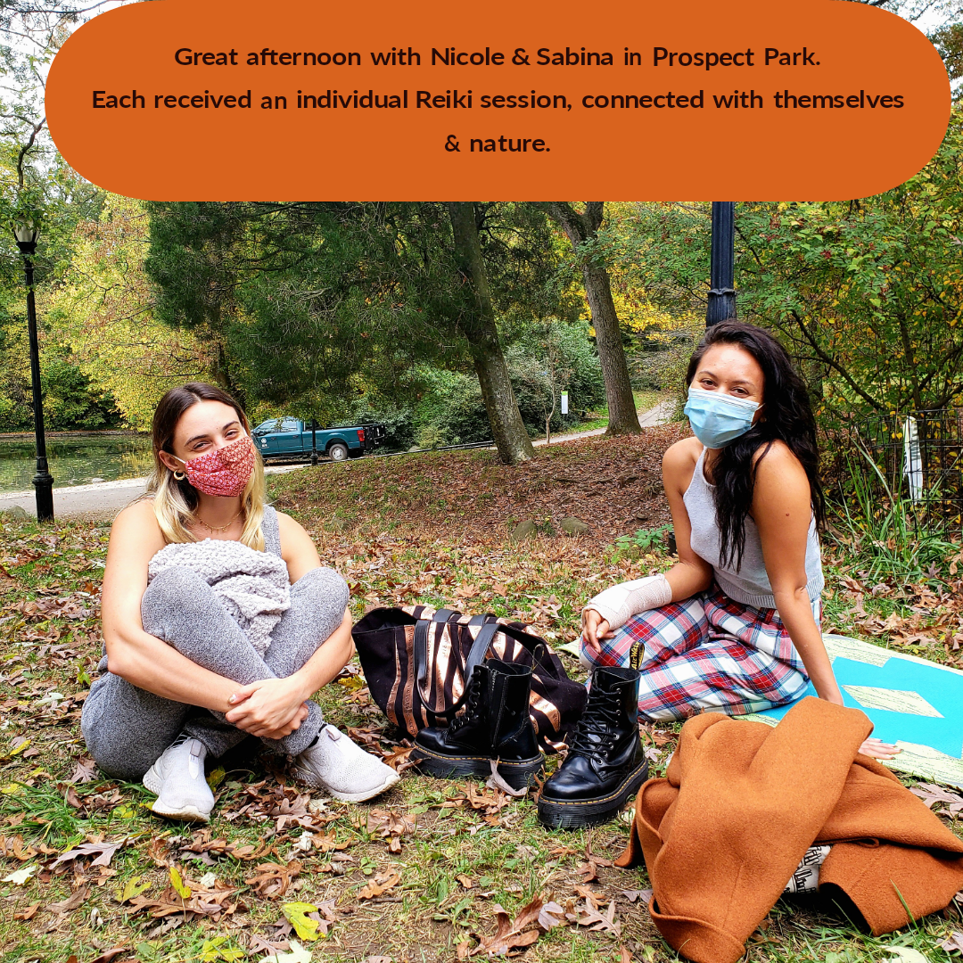 In person individual back to back Reiki sessions in Prospect Park