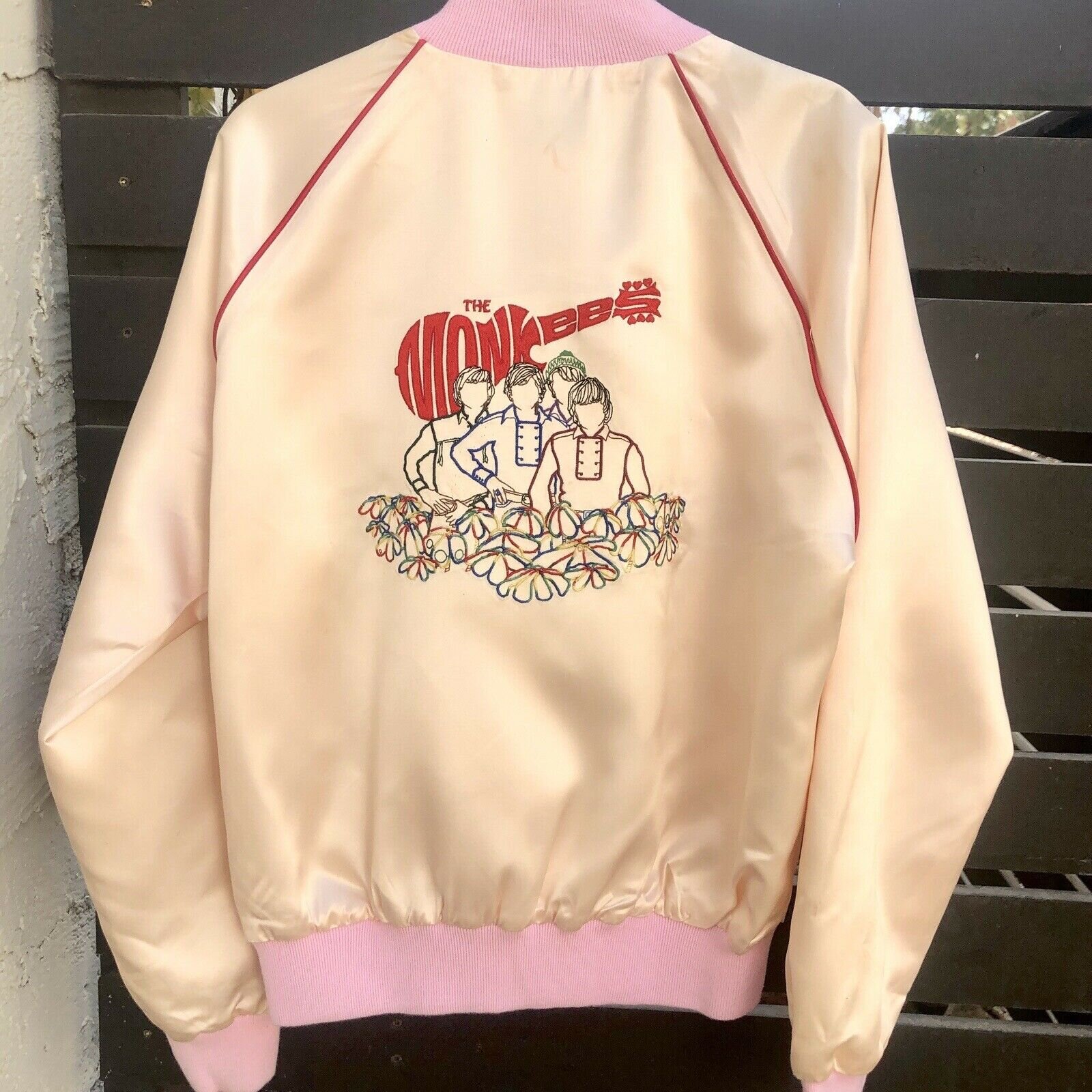 Vintage 1970's 1980's The Monkees Band Satin Strobelight Productions Bomber Tour Jacket (L)