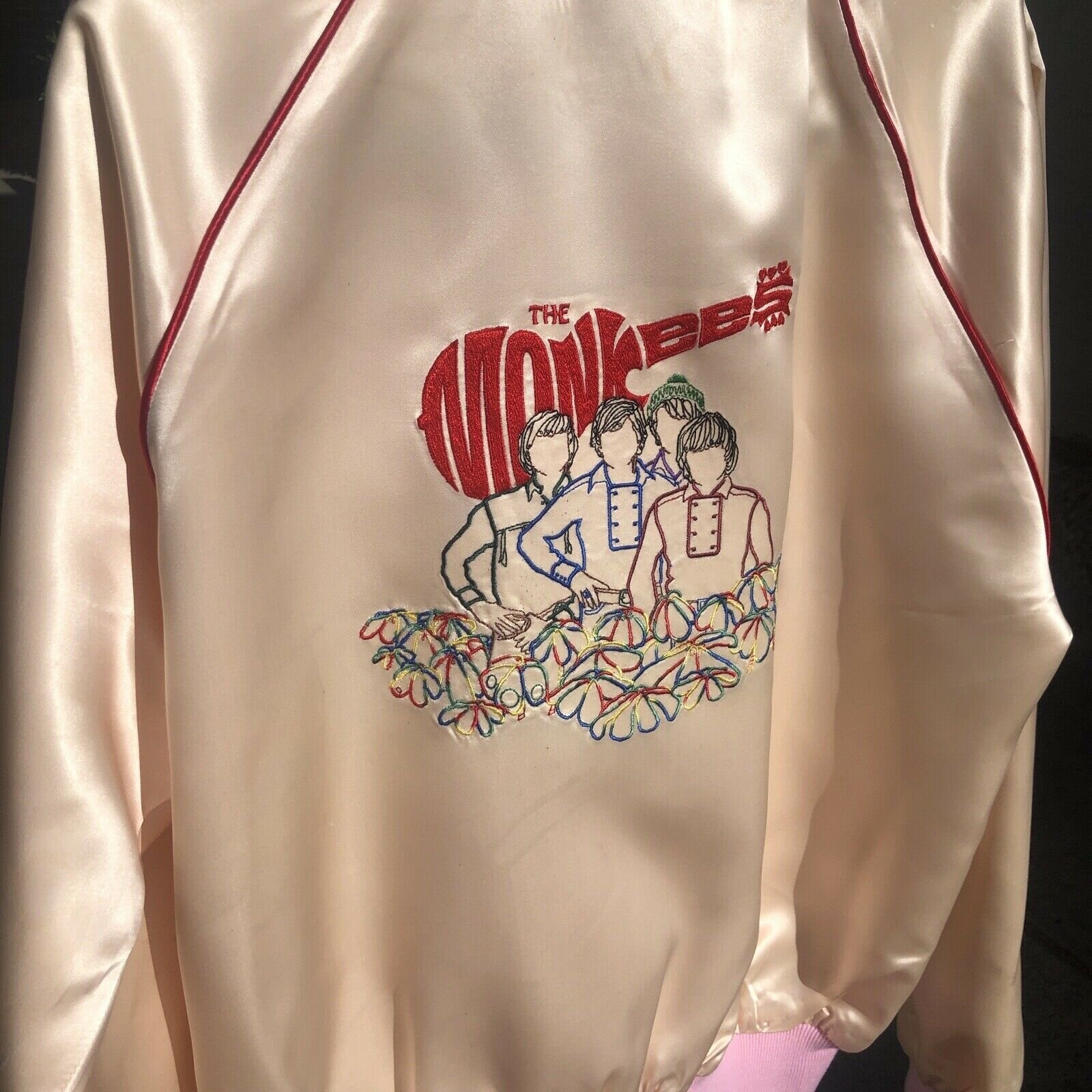 Vintage 1970's 1980's The Monkees Band Satin Strobelight Productions Bomber Tour Jacket (L)