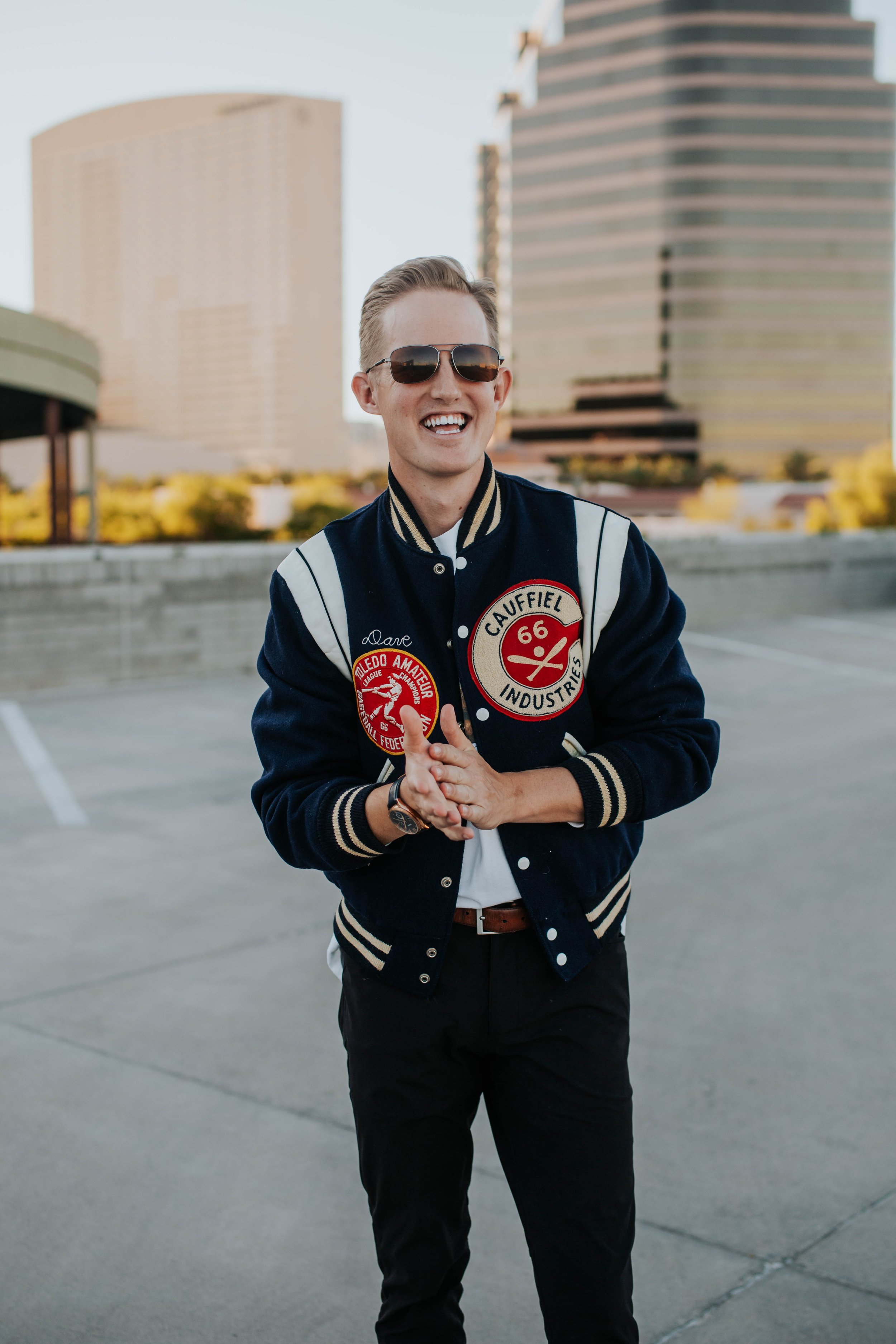 Vintage 1960's '66 Baseball Amateur Championship Varsity Jacket Navy Bomber (L)