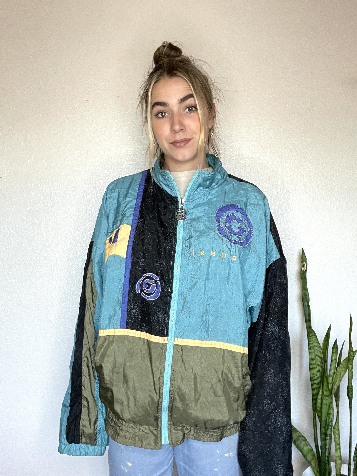 Vintage 90's IXSPA Teal Black Lightweight Windbreaker (L) — Radicalthrifts