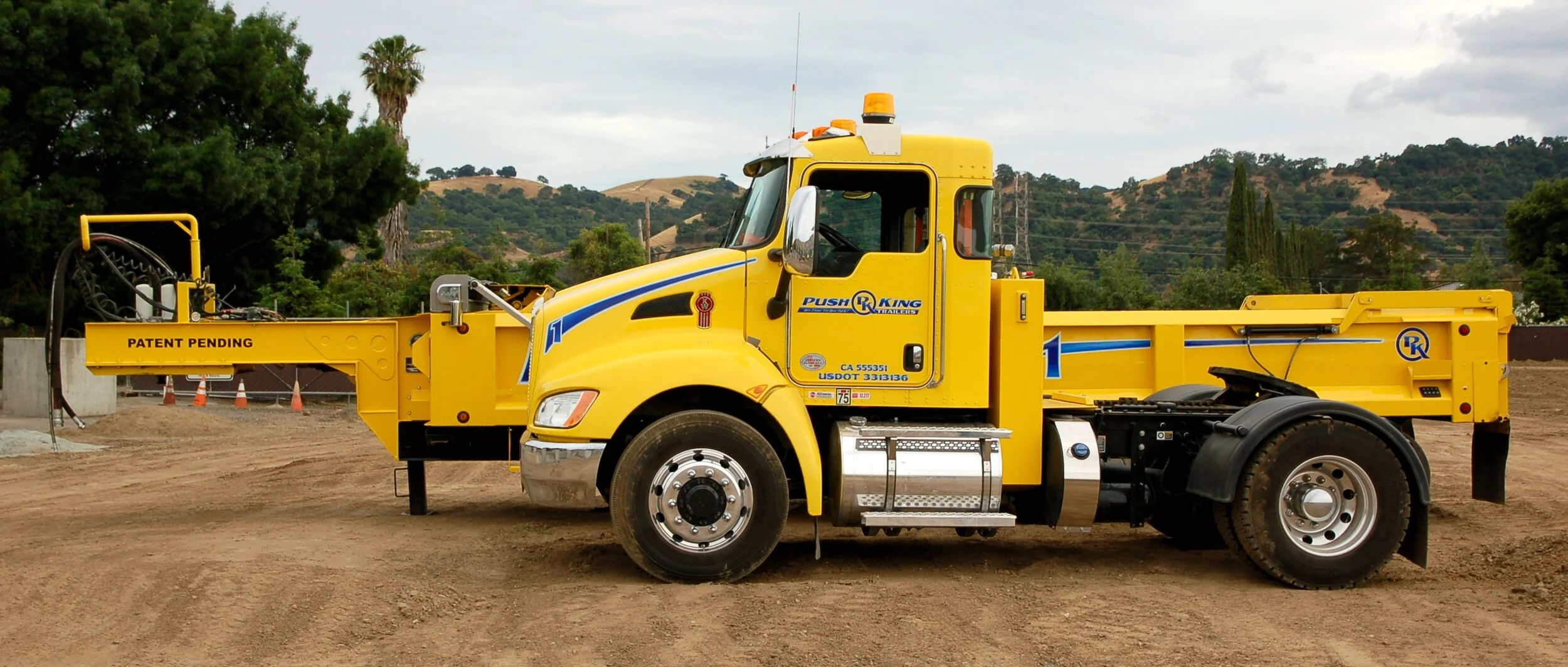 Side by side, tractor and trailer.