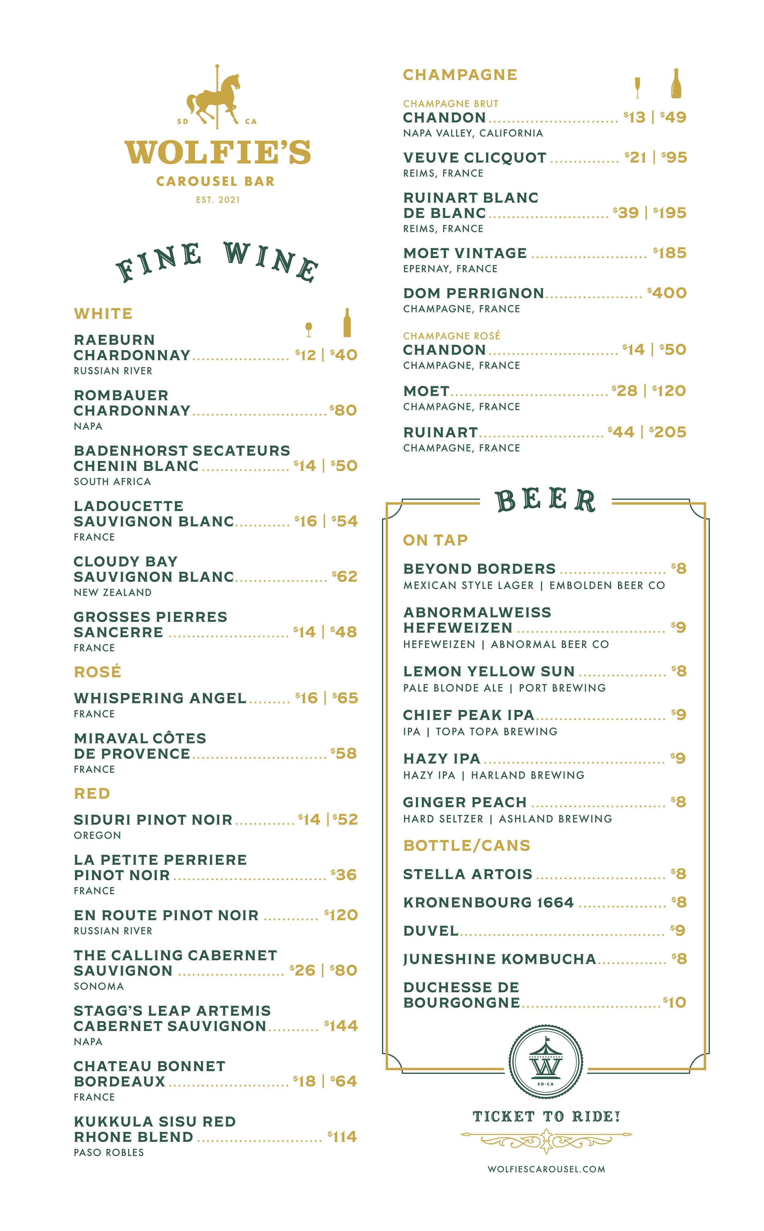 Full Menu — Wolfie's Carousel Bar