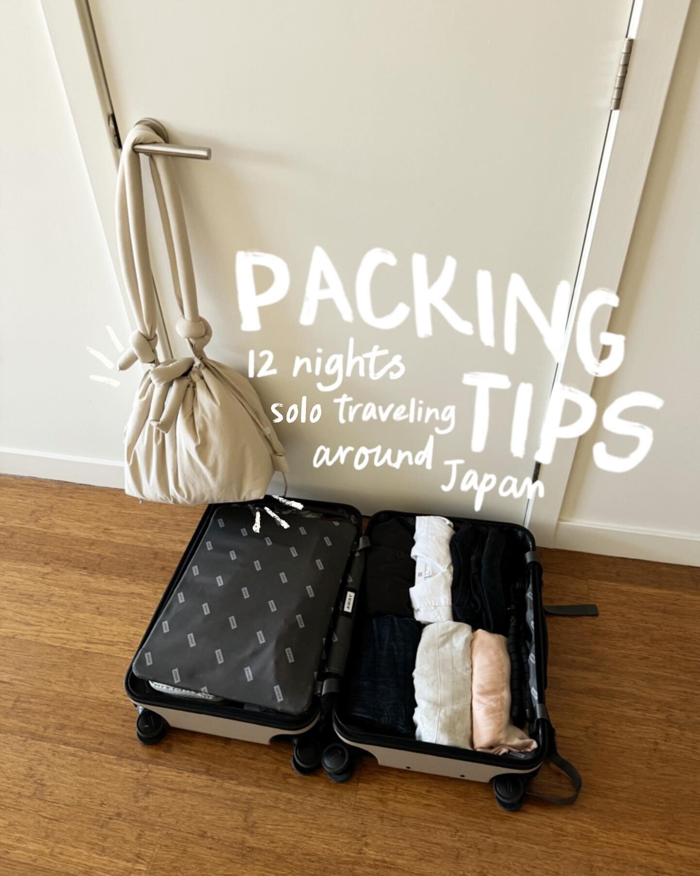 Packing tips for my 12 night solo healing journey throughout Japan 🎌💭 i&rsquo;m only traveling with a carry on, but packing a collapsible check-in bag for the return flight since I definitely plan on shopping 🌝

Packing allllll the comforting thin