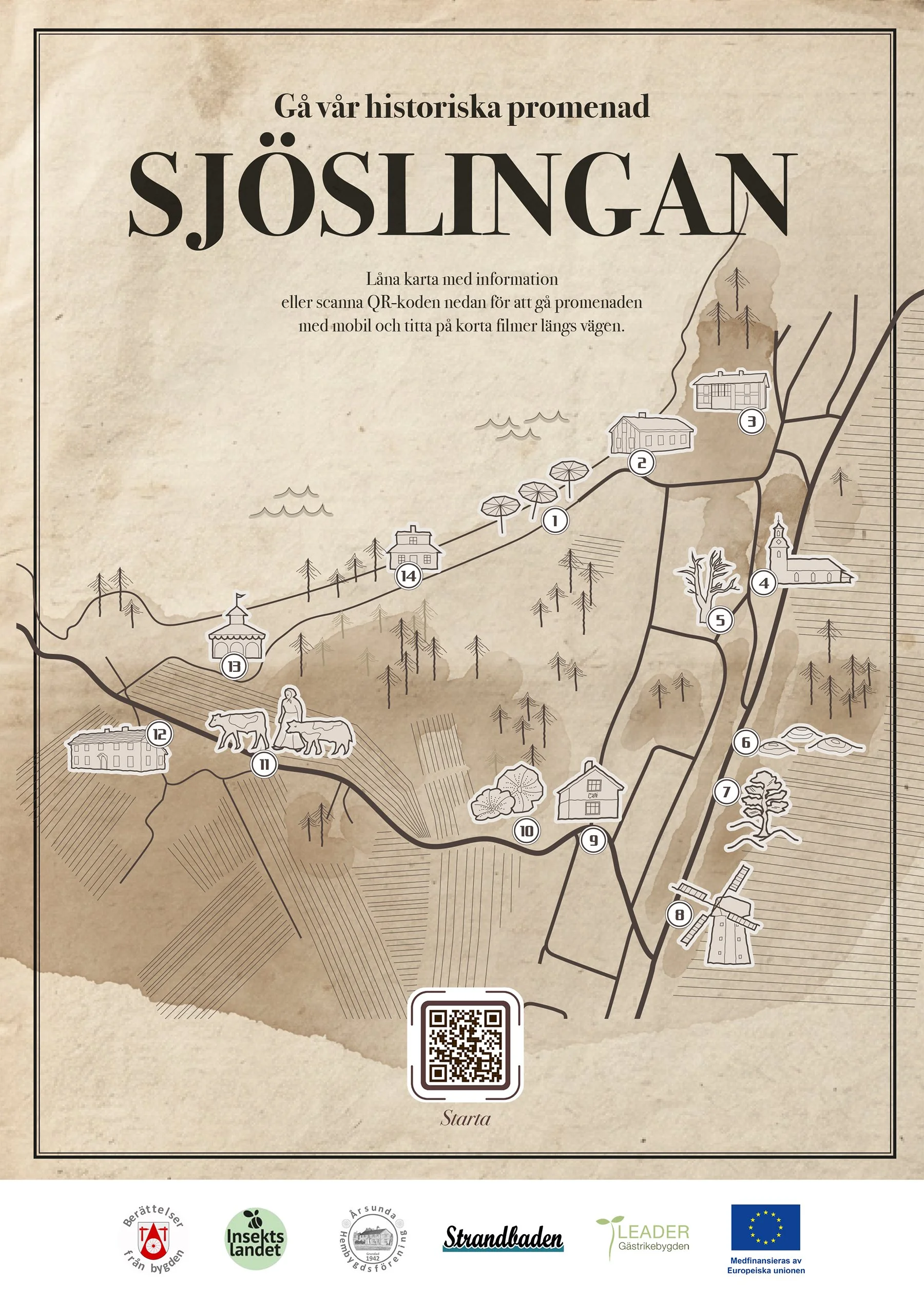 illustrerad karta, illustrated map, kulturvandring