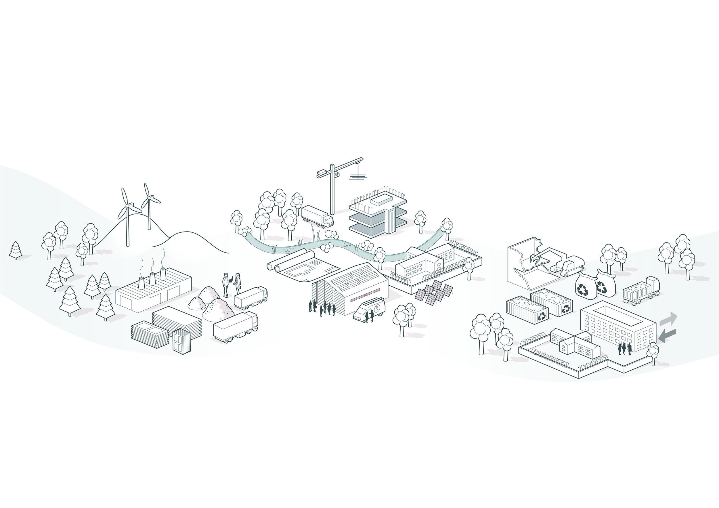 isometrisk, isometric, stad, hållbarhetsredovisningars, flöde