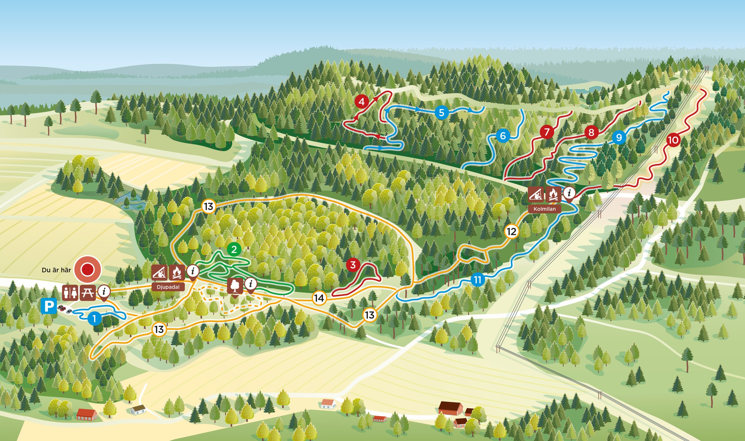 MTB-karta, illustrerad karta, plönninge MTB, mtb-bana, pistkarta
