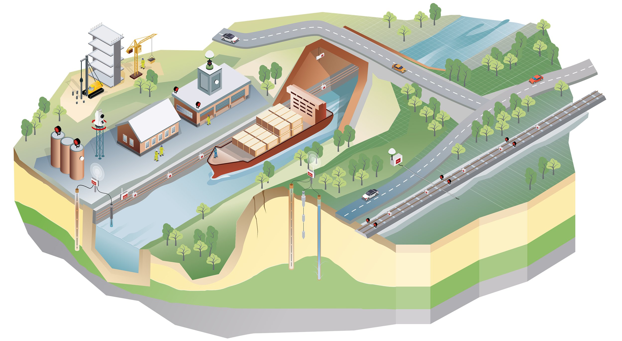 byggarbetsplats, construction site, isometrisk, illustration, samhälle, teknik, ingenjör