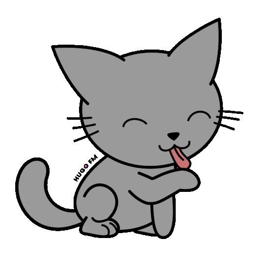 cute cat cartoon licking itself