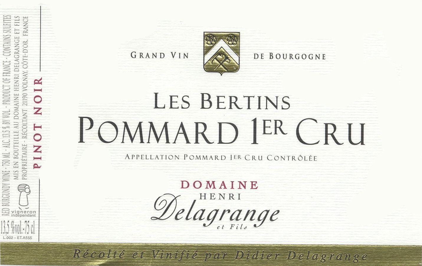 POMMARD 1ER CRU « Les Bertins » - Domaine Henri Delagrange