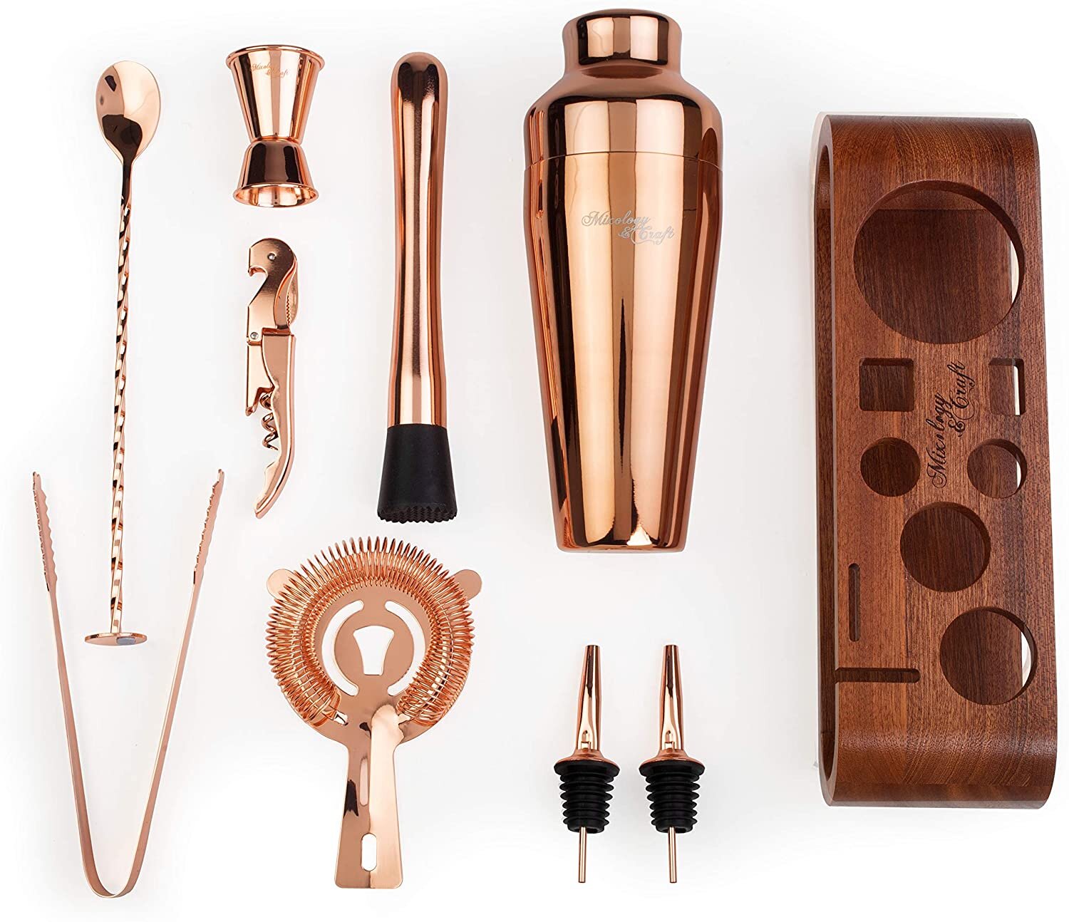 Capacity 9 Set of 500ml Copper Plated 297 Manhattan Style 9pc Copper Plated Stainless Steel Cocktail Set Shaker Barware 
