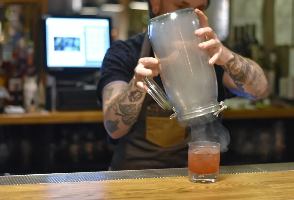 smoking the outside of a cocktail