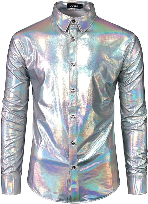 mens metallic look shirt for Christmas parties