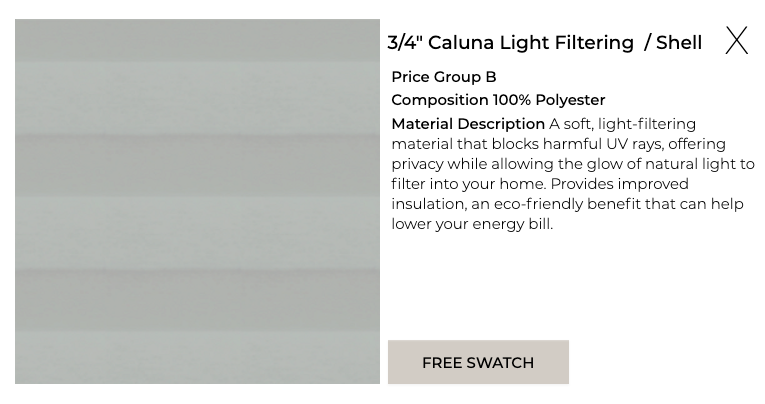 Cellular Shades Collection - Material Name, Color & Description