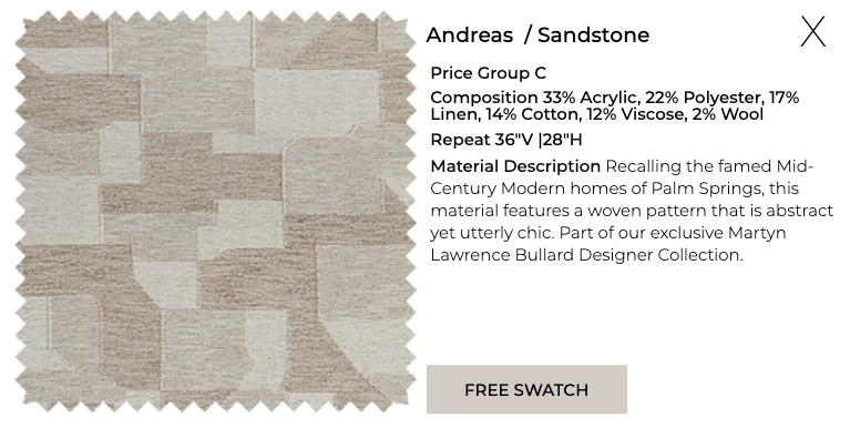 Martyn Lawrence Bullard Collection - Material Name, Color & Description 