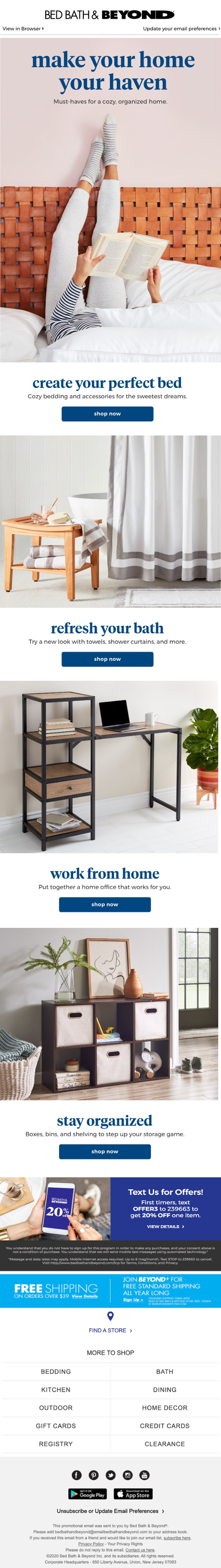 Bed Bath & Beyond - Cozy, Organized Home Email