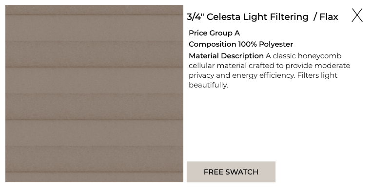 Cellular Shades Collection - Material Name, Color & Description