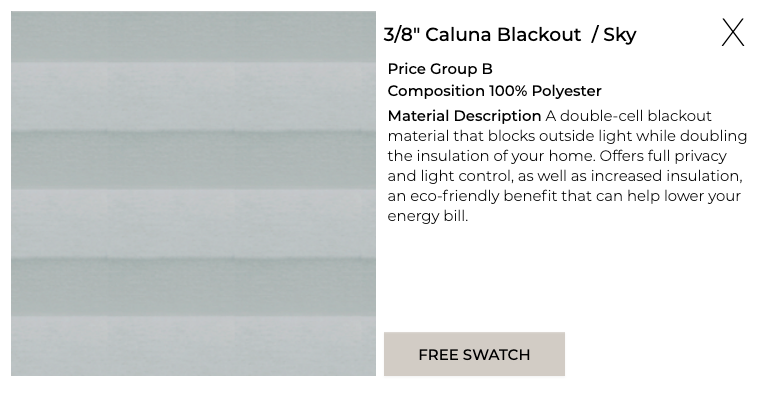 Cellular Shades Collection - Material Name, Color & Description