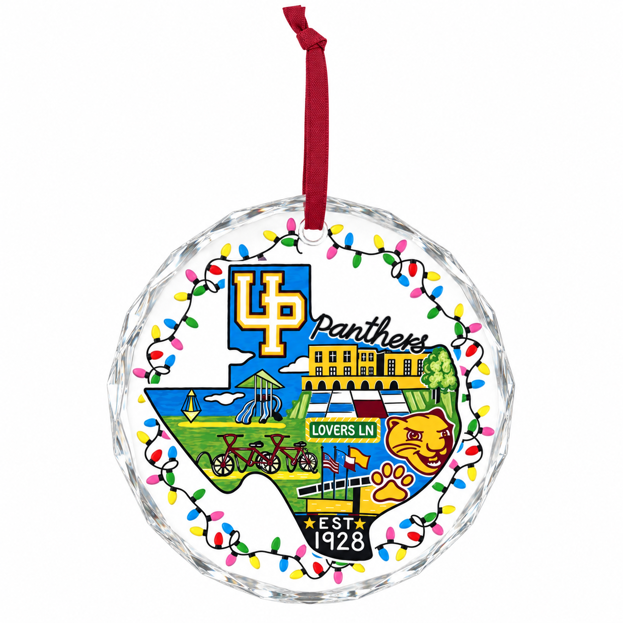 Clear glass Texas school ornament.png