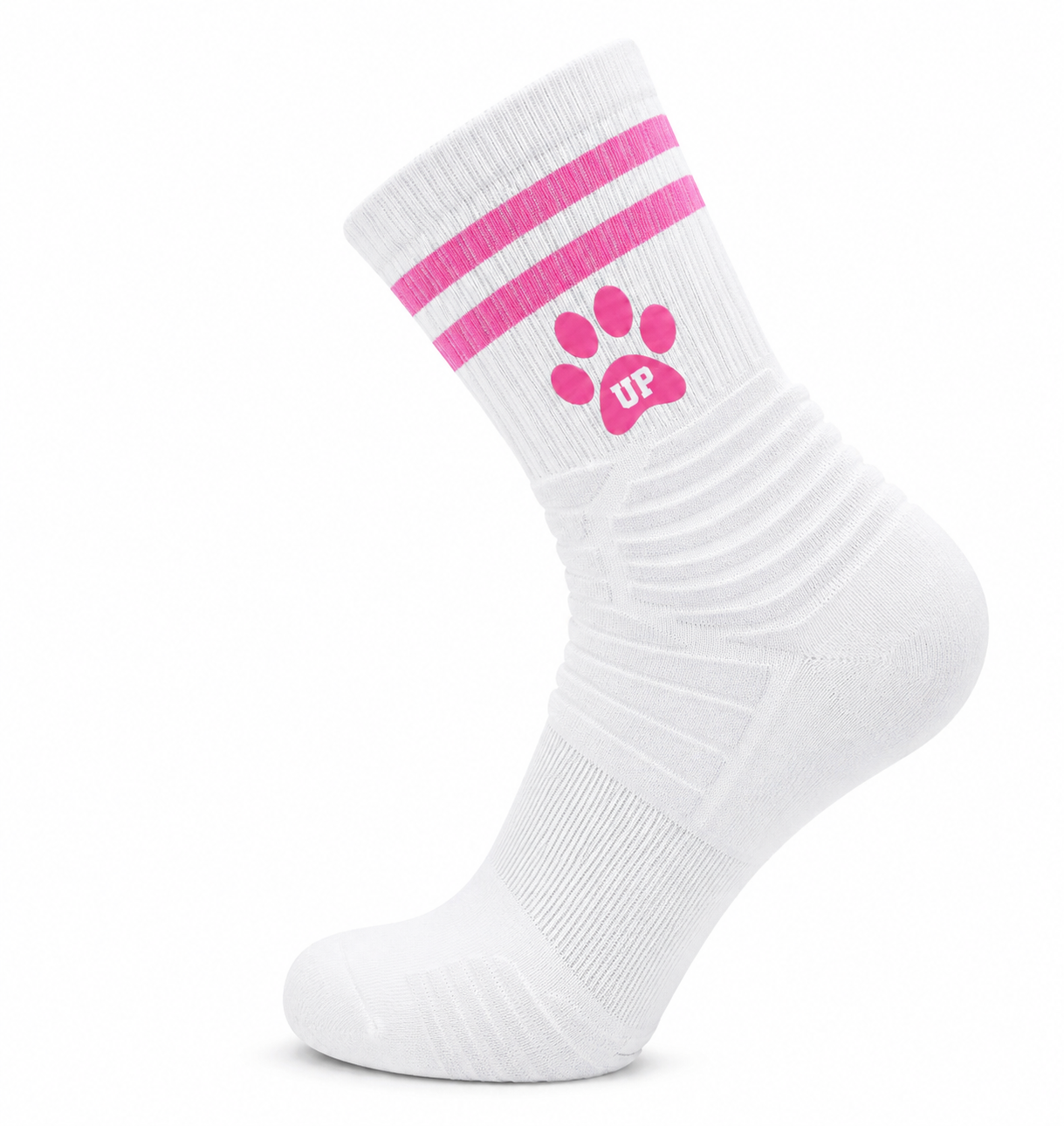 SS_TCK Custom Crew Socks - Panther Paw (Pink Stripe)