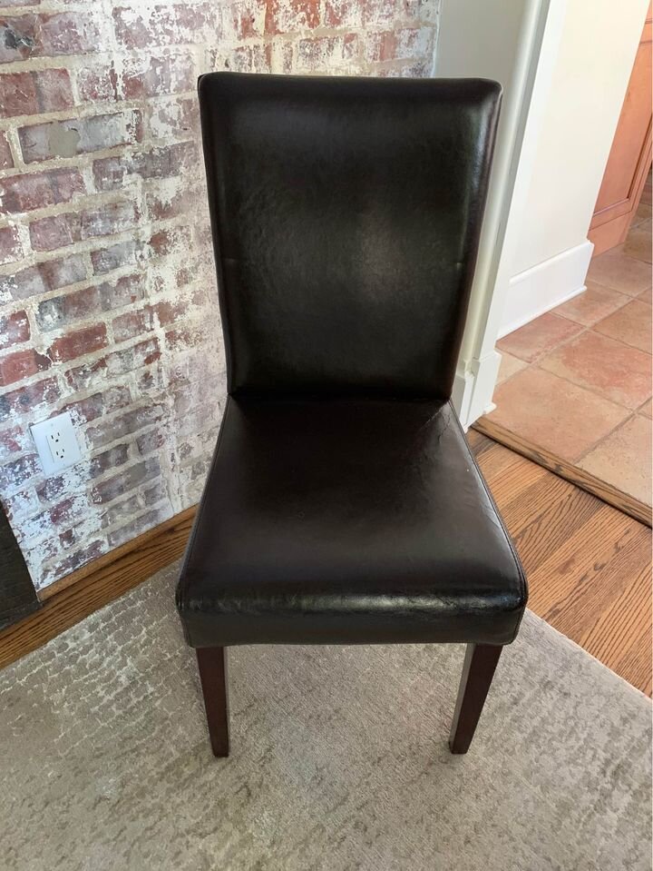 Set Of 3 Palecek Hudson Leather Woven, Palecek Hudson Leather Dining Chair