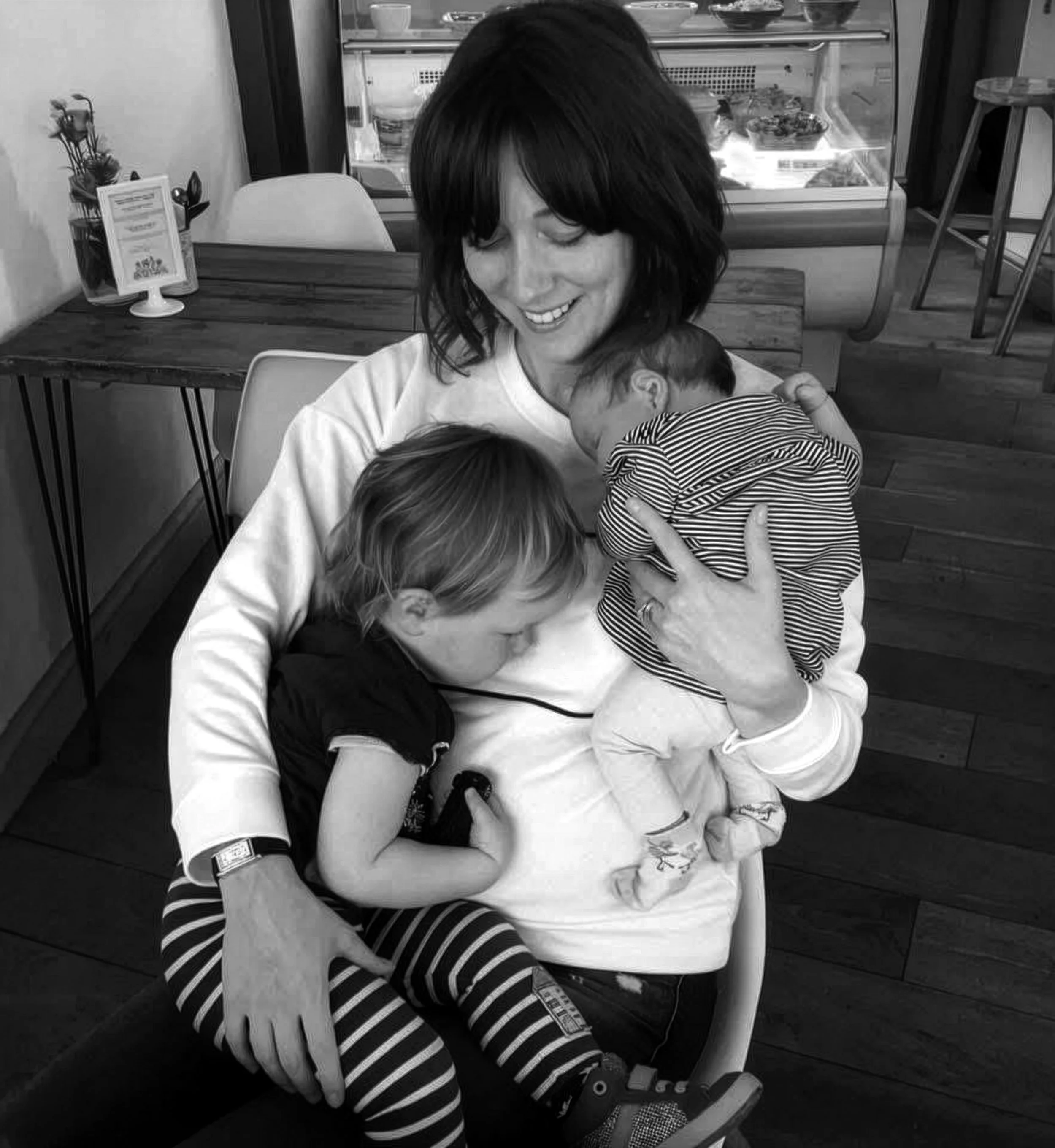 Claire Davis IBCLC, pictured with her two young children