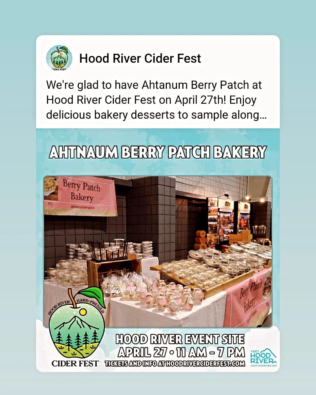 We are excited to be at this event  on April 27th in Hood River.  Check out details and tickets! #hoodriverciderfest 
#hoodriveroregon 
#Hoodriverciderfest2024