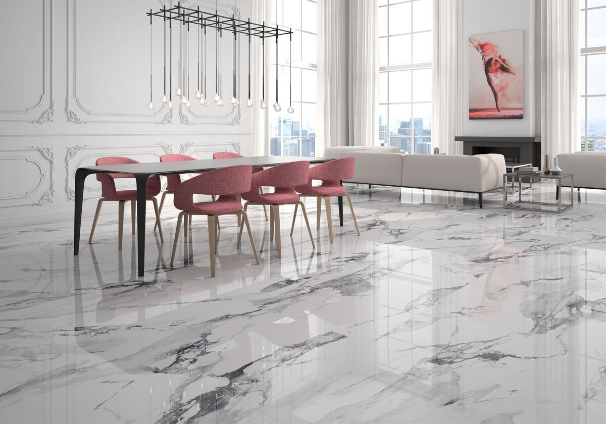 Happy Floors Premium Italian Porcelain, Glass Tile Floor