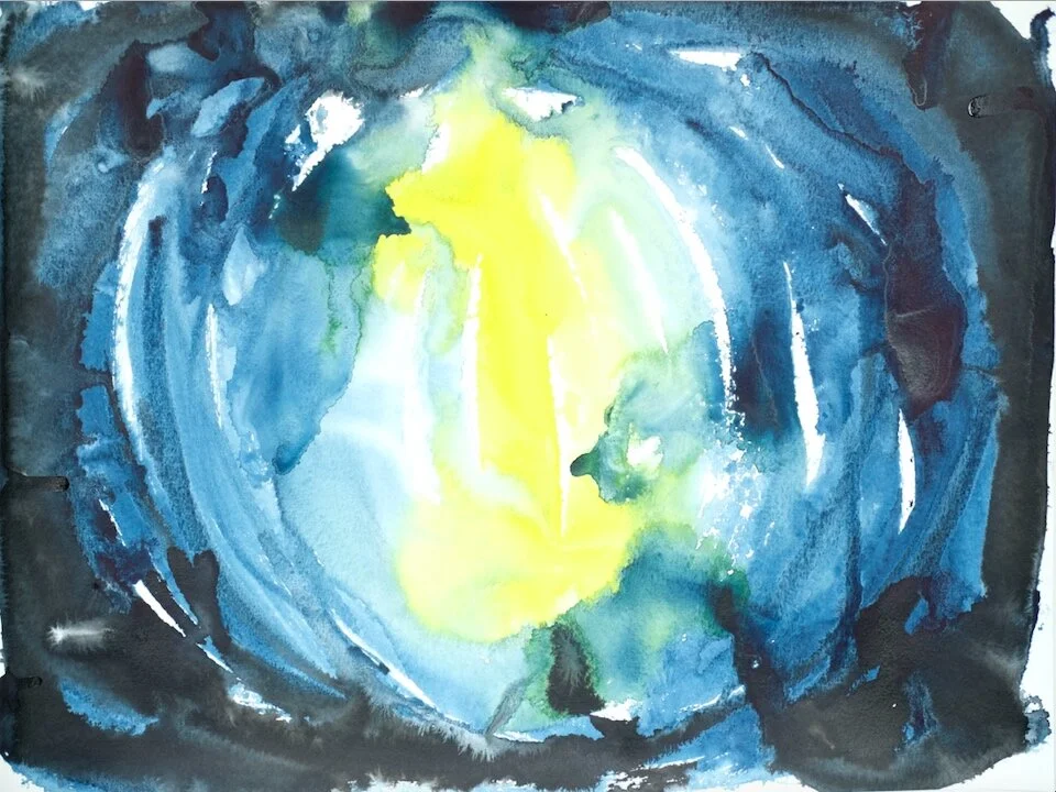 Abstract Vagina Blue18” x 24” ink on paper