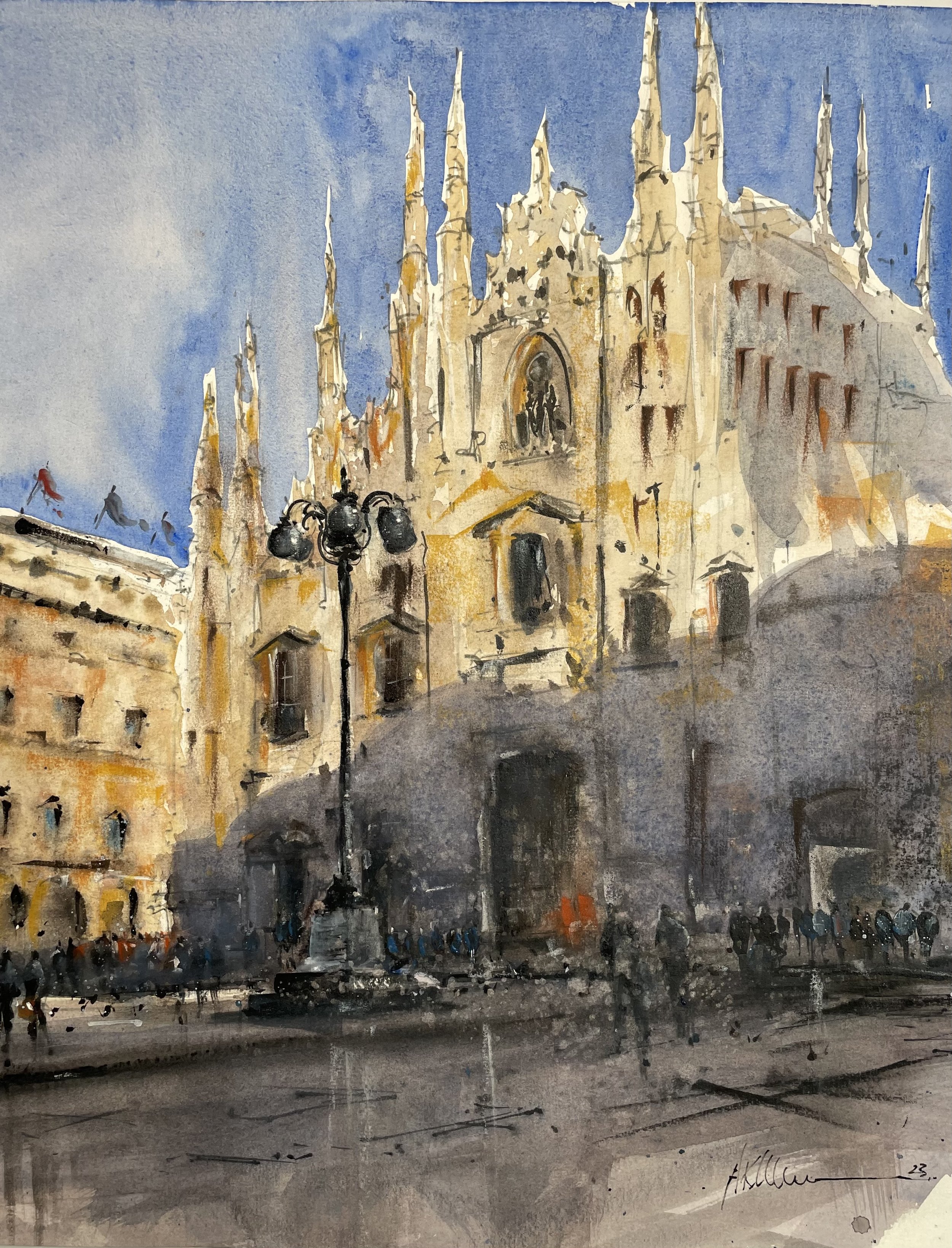 Duomo de Milano (16 x 13) Pastel and Watercolor.jpg