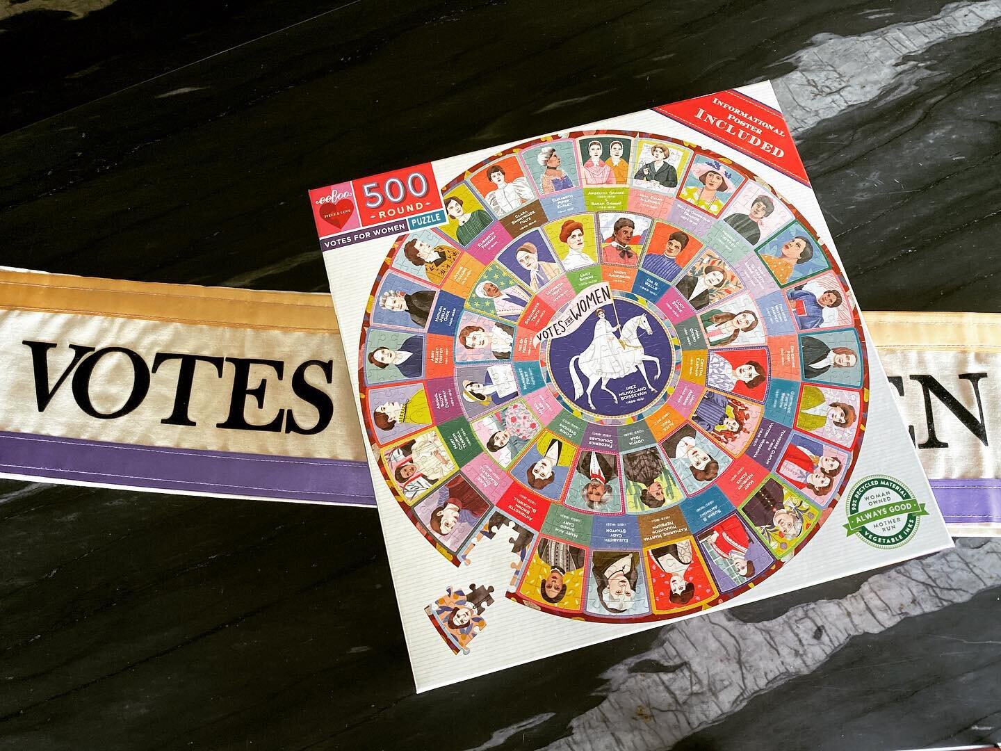 The BEST gifts are surprises, especially on a Monday!  Thank you, @robin_salzillo_romans for the Votes for Women puzzle&mdash;what a thoughtful gift!  I love it, especially that Frederick Douglass, our original male ally, is included.

I&rsquo;ve wor