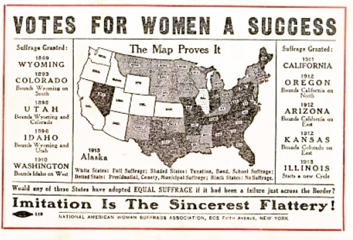 OTD in 1869: Wyoming became the first state and the first place in the world to give women voting rights, including African American women but not Native American women (until 1924). 

In the hope to attract women to the frontier, and because some me