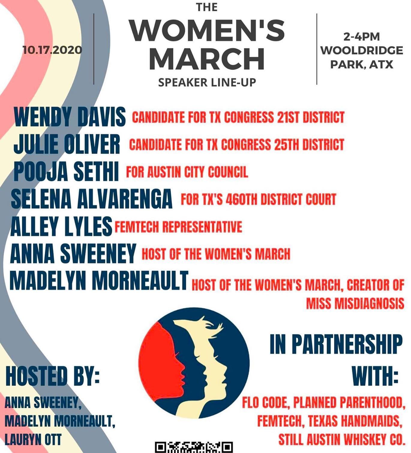 Women&rsquo;s March Austin is today/Oct 17 from 2-4 pm at the historic Wooldridge Square Park, the same park where our own brave and brilliant suffragists rallied in the early 20th century for women&rsquo;s right to vote. Come hear about the critical