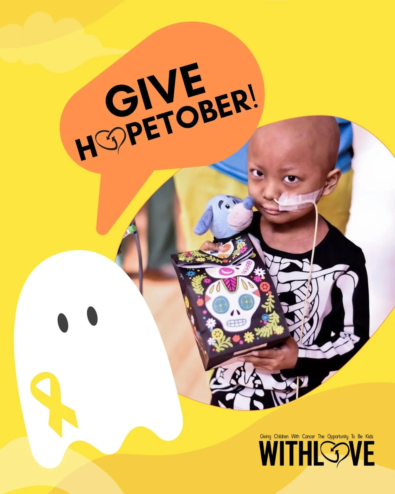 GIVE H🧡PEtober!

September was our biggest month yet, setting the tone for an inspiring HOPEtober. Here&rsquo;s how you can keep the love going in October:

👻 Sponsor a ghoulish Golden Hero Box for a child with cancer
🧟&zwj;♂️ Fund a frightfully f