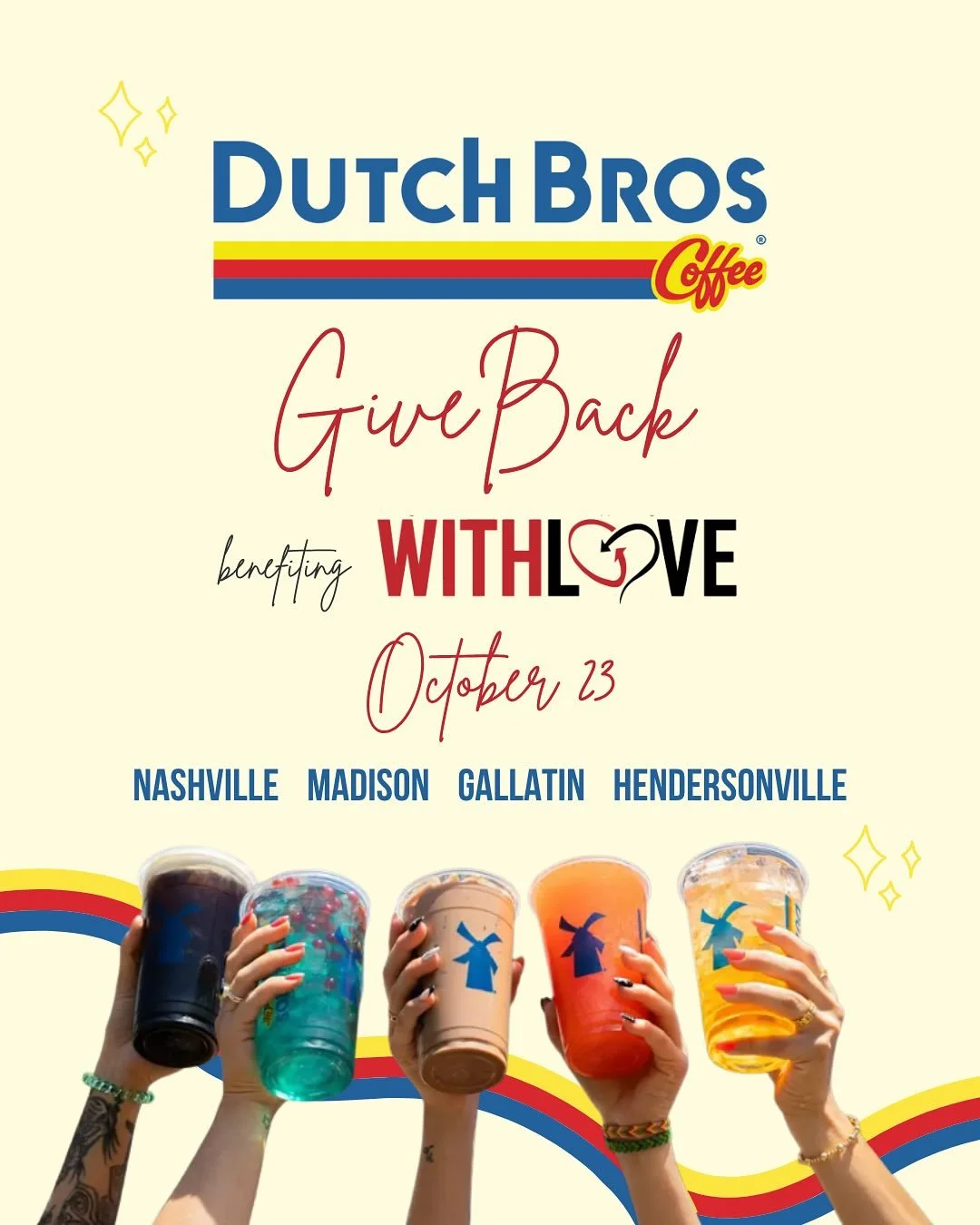Who&rsquo;s ready for a sweet giveback?! ☕️

Grab your favorite @dutchbroscoffee and give back #withlove on 10/23! 

We&rsquo;re celebrating our founder&rsquo;s 23rd cancer-free anniversary and the following shops are joining in:

❤️ 1000 Capital Fun