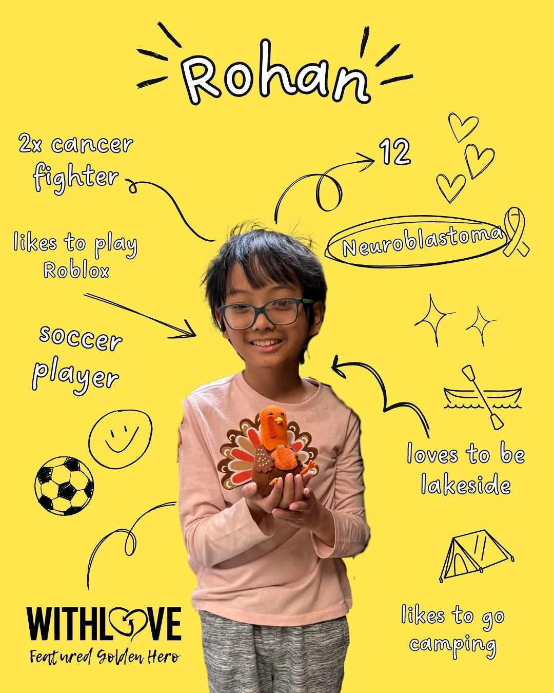 Get to Know Our Golden Hero: Rohan 💪

We first met Rohan at our 2019 Halloween event, dressed as the cutest little skeleton you&rsquo;ve ever seen&mdash;full of spirit, light, and courage. Since then, we&rsquo;ve watched him grow into an even strong