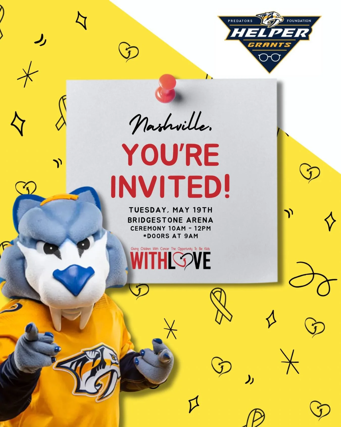 SMASHVILLE 💛 Who&rsquo;s ready for a fang-tastic time?

We&rsquo;re thrilled to share that WithLove Charity is a proud 2026 Helper Grant recipient from the @predsfoundation and we&rsquo;d love for you to rally with us 🎉

That&rsquo;s right, you&rsq