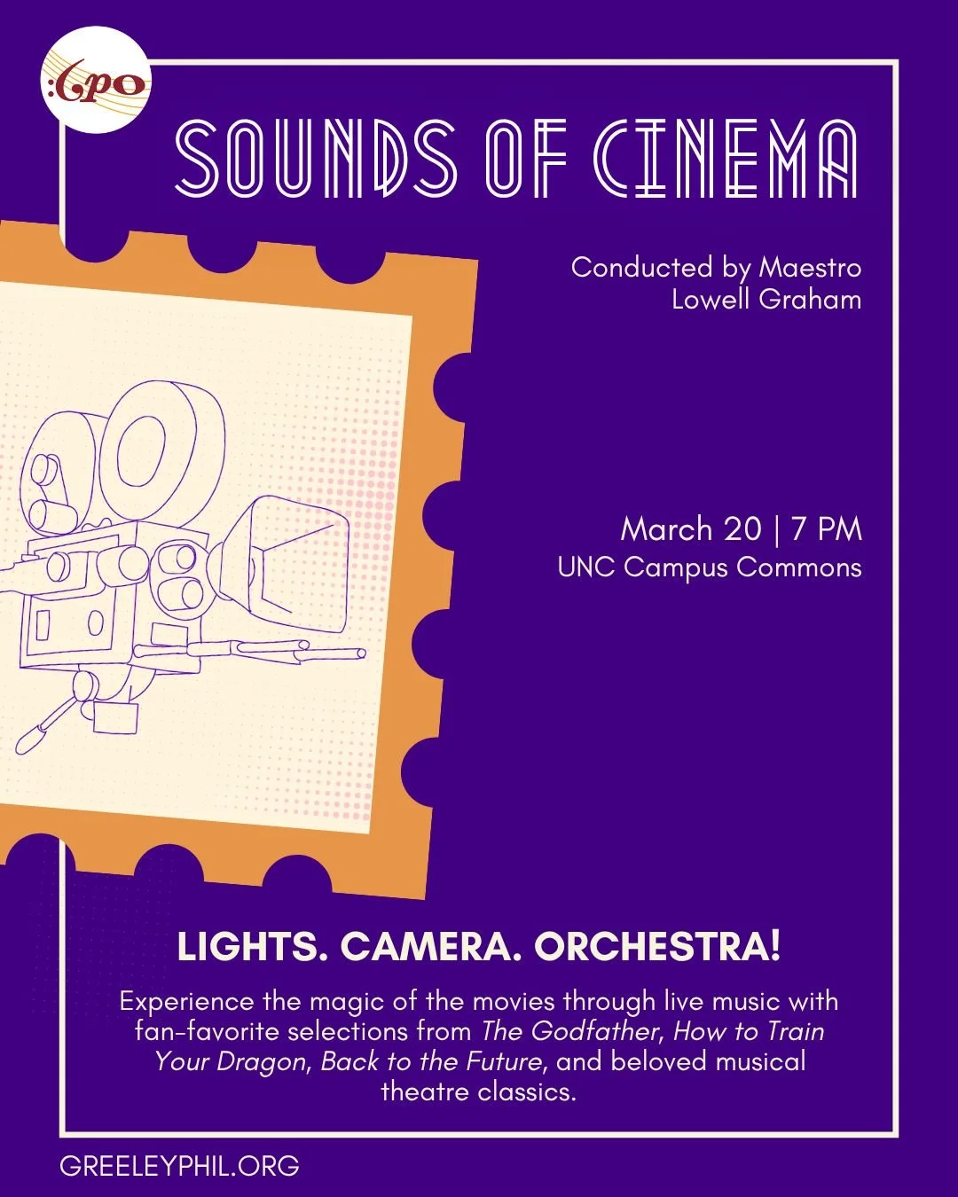 🎬 Concert Spotlight: SOUNDS OF CINEMA

Lights, camera, orchestra! 🎶 Experience the magic of the movies through live music with fan favorites from The Godfather, How to Train Your Dragon, Back to the Future, and beloved musical theatre classics.

📅