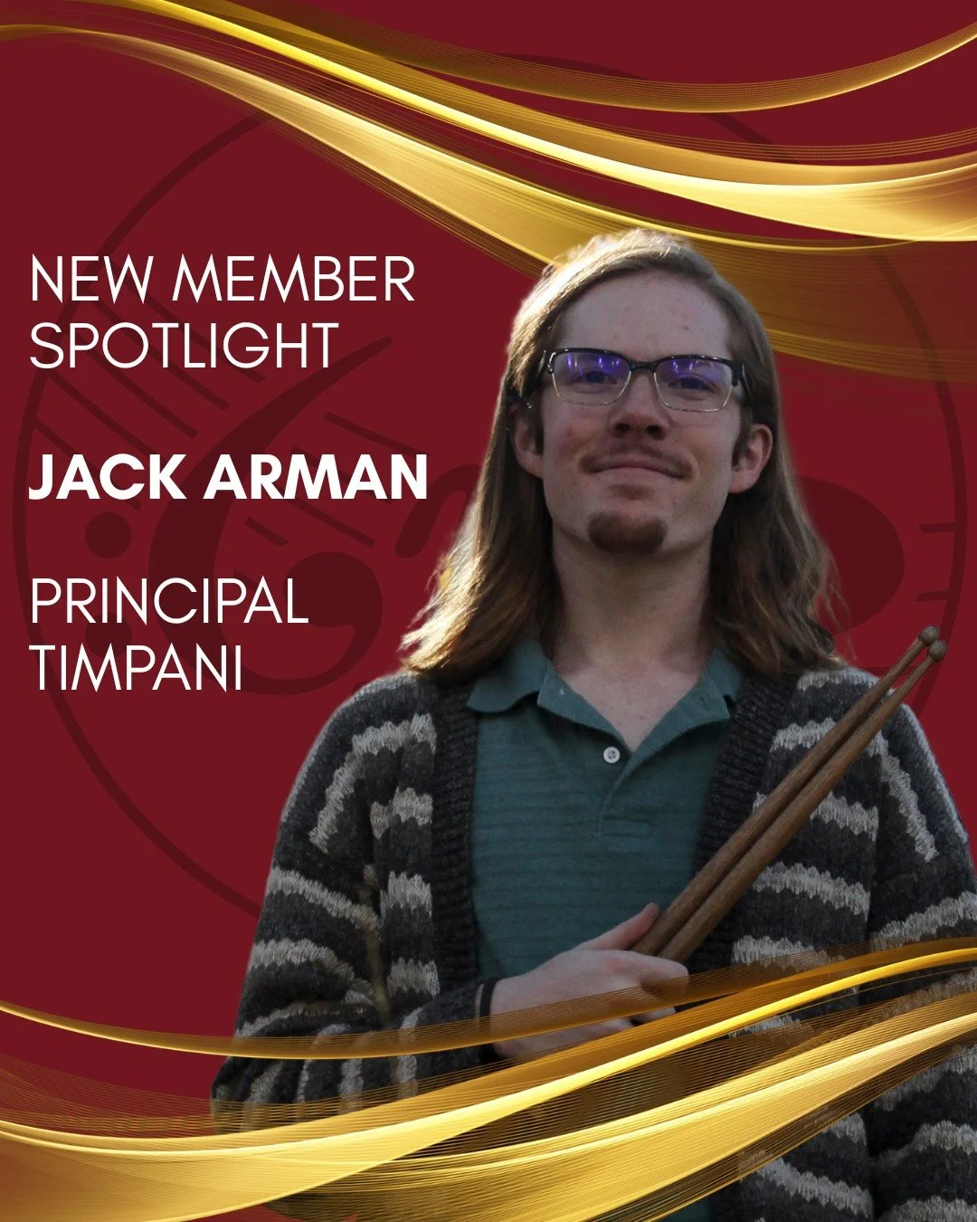You've seen Jack before - subbing in the percussion section, interning with the GPO, and now as Principal Timpanist! We are excited to welcome Jack Arman to the GPO orchestra as an official member. 

Learn more about Jack at greeleyphil.org/personnel