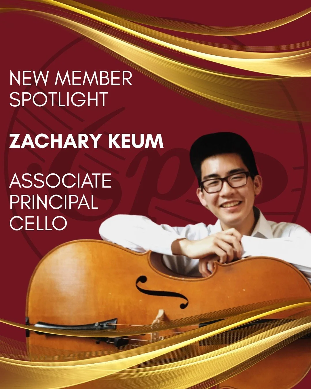 We are excited to welcome Zachary Keum to the GPO as associate principal cellist!

Born and raised in Cleveland, Ohio, Zachary Keum began playing the cello at the age of seven. Zachary earned his Bachelor of Music degree in Cello Performance from Nor