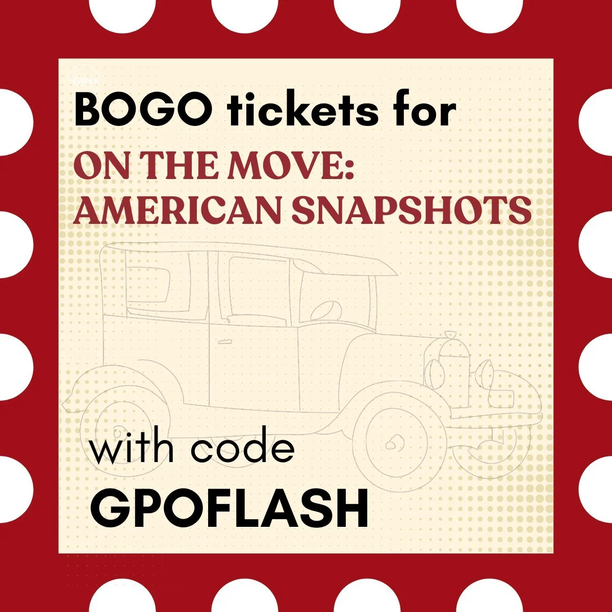 We're having a FLASH SALE!

Receive BOGO tickets with code GPOFLASH for tomorrow night's concert! 
https://bit.ly/4s8P9FD

On the Move: American Snapshots
Saturday, October 17, 2026
7:00 PM
University of Northern Colorado Campus Commons
1051 22nd St,