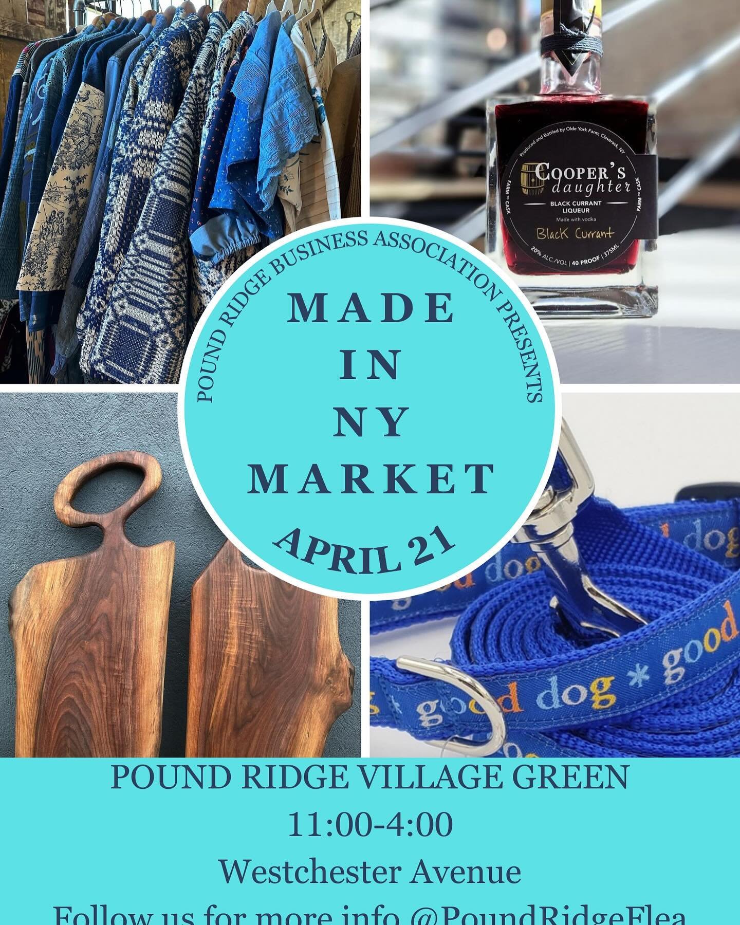 Made in NY is this Sunday, April 21 from 11:00-4:00 in Pound Ridge&rsquo;s village green. @artisanmarket #madeinny #poundridge @shoppoundridge